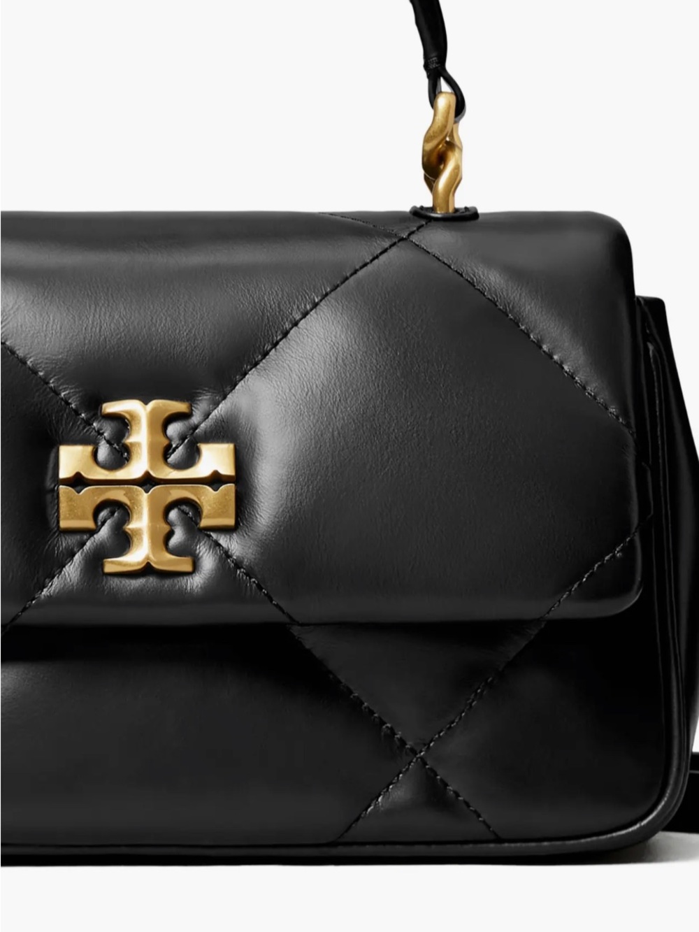 Tory Burch Black Quilted Leather Top-Handle Satchel with Gold Hardware - Picture 4 of 14